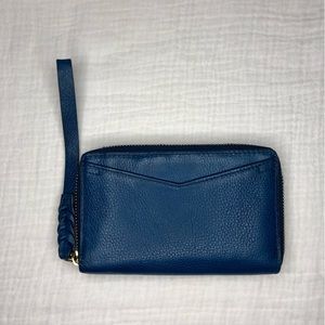 Fossil Leather Blue Wallet with Braided Strap